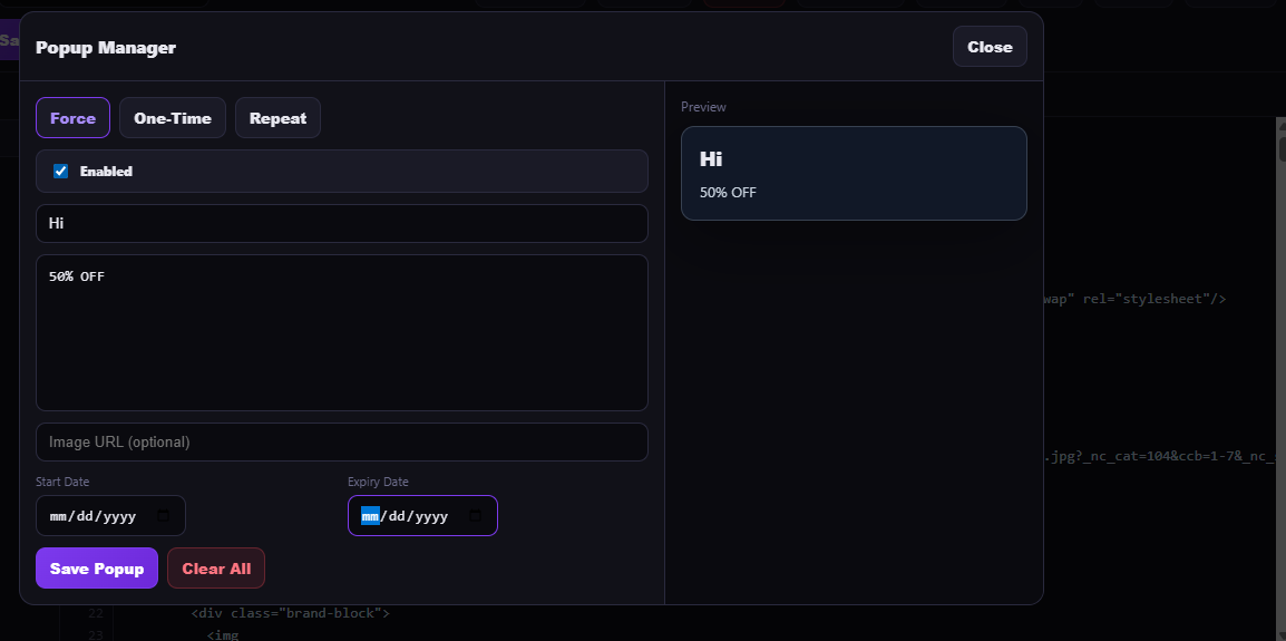 Popup System